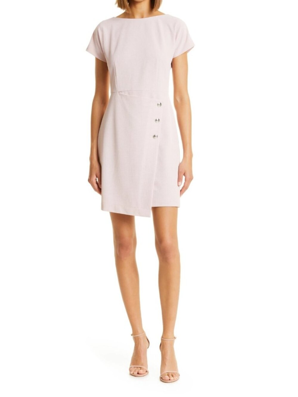 HUGO BOSS Datera Women's Wrap Front Mini Sheath Dress in Cradle Pink Size US 10